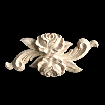 

10PCS Woodcarving European-style Applique Solid Wood Furniture Decorative Accessories Door Heart Flower Carved Long Pieces