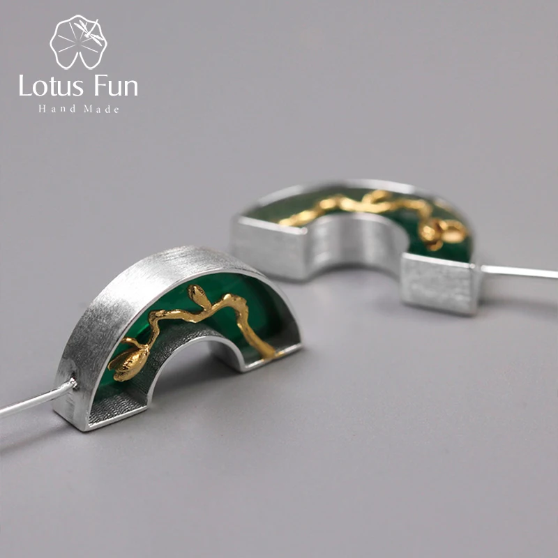 

Lotus Fun Real 925 Sterling Silver Handmade Fine Jewelry Classic Oriental Element Arch Bridge Design Dangle Earrings For Women