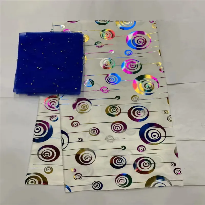 

Hot selling satin silk fabric 5+2 yards/lot colorfast Nigrian design African wax pattern satin silk fabric for clothing LXE05283
