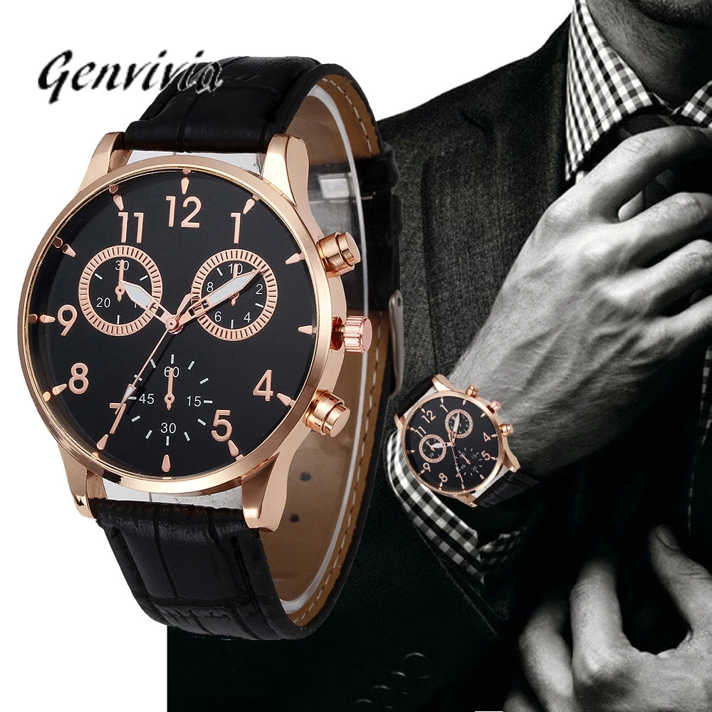 High Quality Business Men Watch Retro Design Leather Analog Alloy