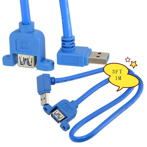 USB 3.0 Panel Mount Female To 90 Degree Up Angled Male Extension Cable 1m 3ft | Компьютеры и офис