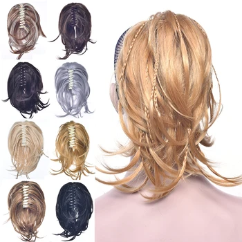 Soowee Braiding Hairpiece Synthetic Hair Blonde Black Clip In Hair Extension Curly Little Pony Tail Gray Claw Ponytail for Women 4