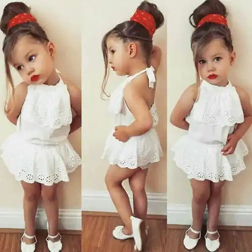 girls white halter dress