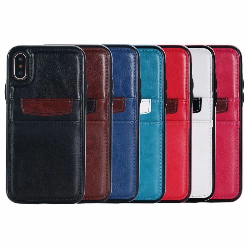 

Fashion Leather With Card Pocket Cases For iPhone 5 5S SE 6 6S 7 8 Plus X XR XS MAX Anti-fall Phone Shell Back Protect Cover