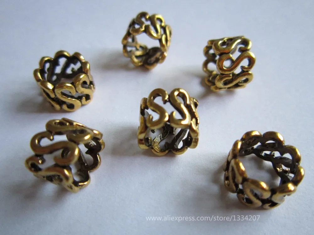 

10pcs-20pcs hair Golden Plated braid dreadlock beads cuffs clips approx 8mm hole