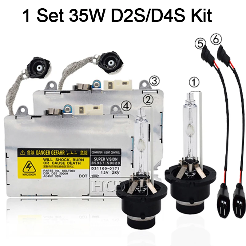 Hcdlt 35 Вт 6000 K D2S комплект ксеноновых фар, Высокопрочная конструкция D4S 4300 K 5000 K 8000 K Автомобильные светодиодные ксеноновый балласт 85967-50020 D2S D4S комплект ксеноновых фар