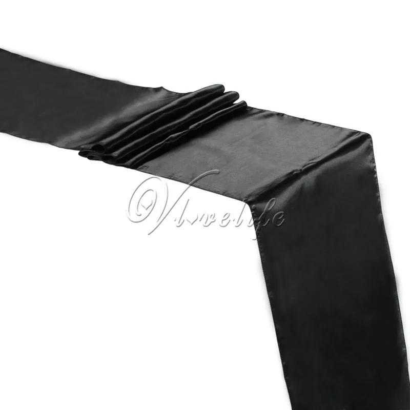 Атласная настольная дорожка 30 см x 275 см для свадебной вечеринки событие банкет украшение домашнего Стола Поставка покрытие стола аксессуары для скатерти - Цвет: Black