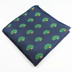 RBOCOTT Novelty Animal Pocket Squares Men's Fashion Blue Handkerchief 22cm*22cm Hanky For Business Party Suit Accessories