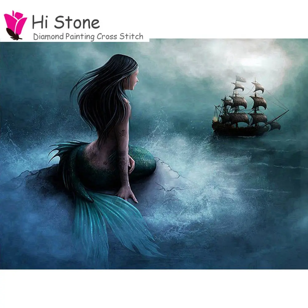 New Needlework Diamond Embroidery Mosaic 5D Diy Paintings Drill Rhinestone By Numbers Pictures Mermaid Nami Ship | Дом и сад