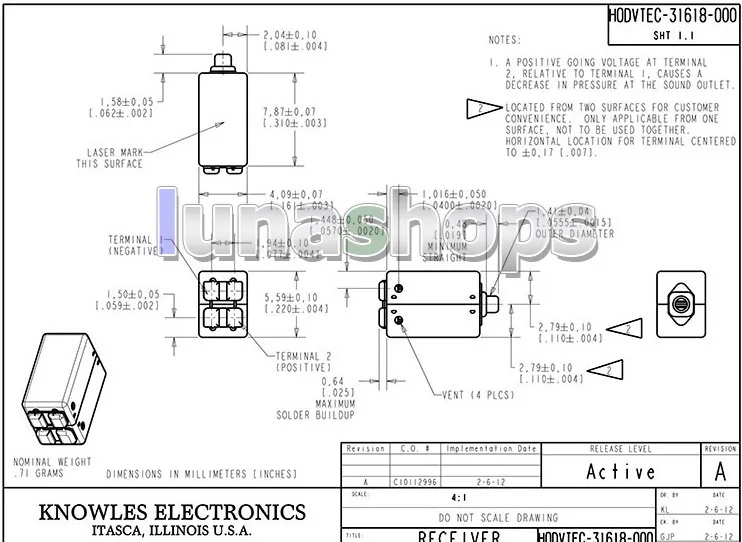 1 пара HODVTEC-31618 балансный арматурный драйвер наушников Динамик для Ноулз UE JH In-Ear Monitor IEMs Шум отмена