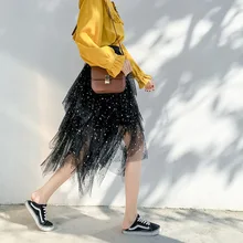 WSYORE/сетчатая юбка с блестками и звездами, необычная Женская юбка Феи, новая уличная повседневная юбка-американка, юбки-торты, женские NS1063