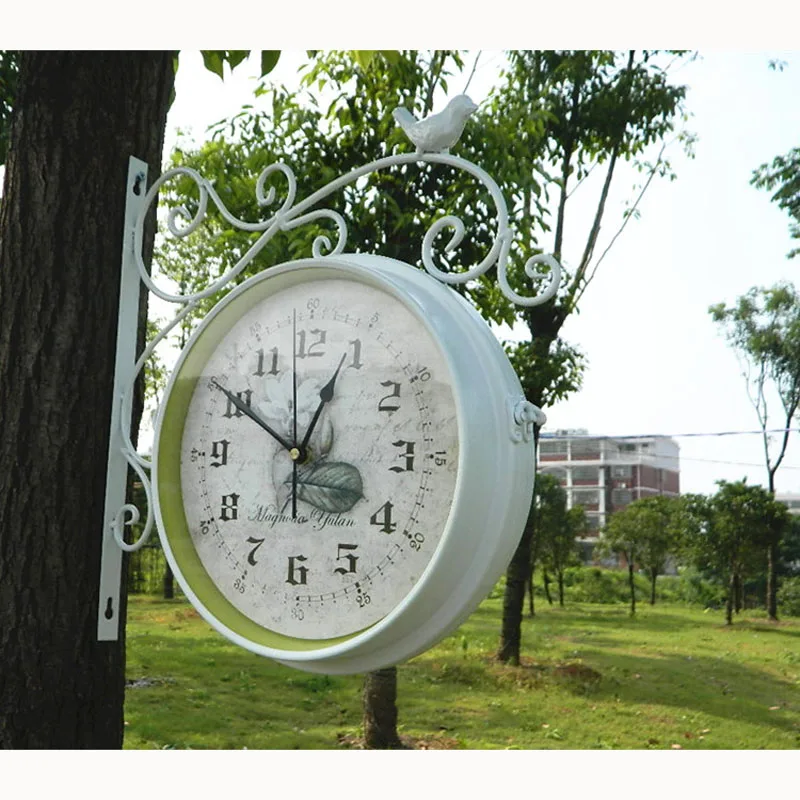 Металлические часы Двухсторонние настенные часы в винтажном стиле Saat кованые железные настенные часы Wanduhr Reloj Фреска Wandklok Klok Relogio Parede Saat