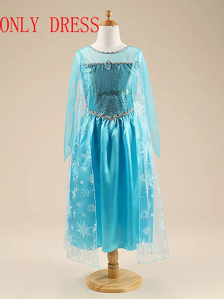 Платье Анны и Эльзы для девочек; костюм для детей; платье принцессы; платье Снежной Королевы Эльзы; костюмы; детское вечернее платье на Хэллоуин - Цвет: elsa dress4