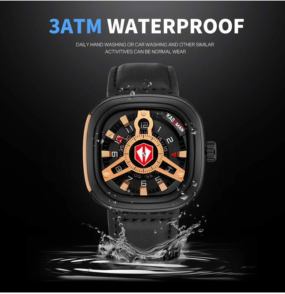 KADEMAN 365B-6 Square Kademan Unique Mens Watch description image 7