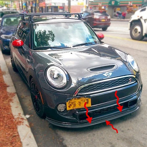 Автомобиль-Стайлинг для F56 Mini Cooper Mon style углеродное волокно Передняя губка глянцевая отделка бампер разветвитель Расширение тюнинг гоночная часть Отделка