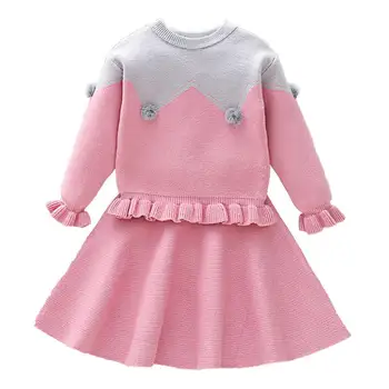 

Baby Toddler Girl Winter Outfits Knitted Sweater + A-line Skirt 2pcs Autumn Girl's Clothing Set Sweater Girls Outfit Sets