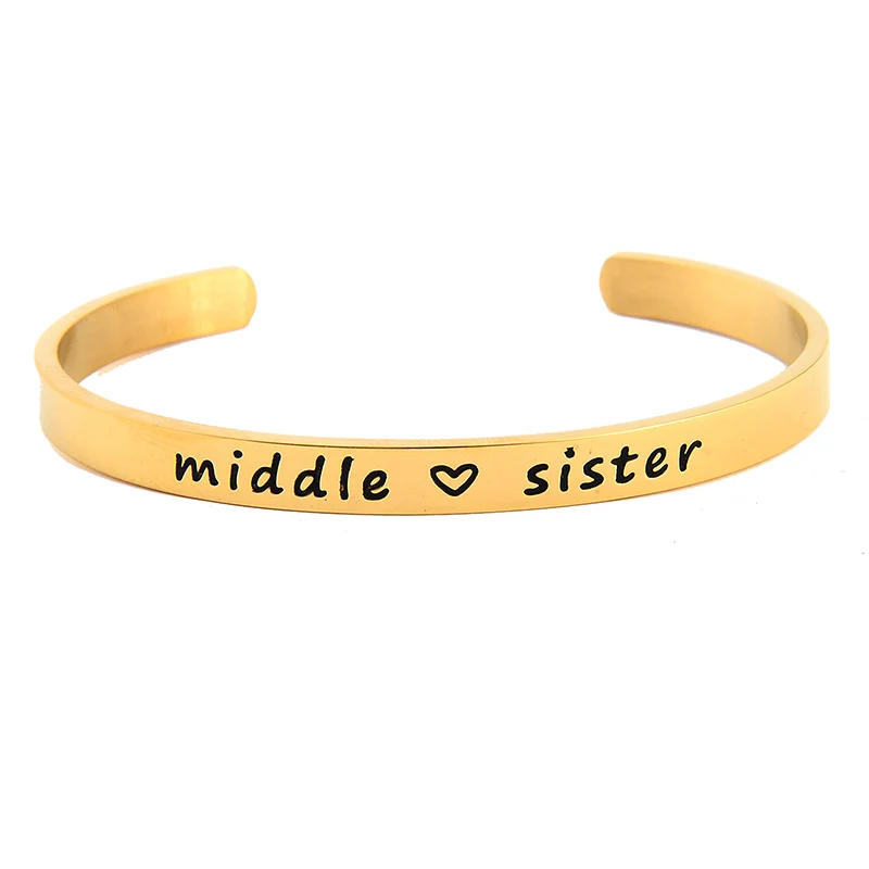 NextStone Simple Big Sis Middle Sis Little Sister Stainless Steel Bracelet Open Cuff Bracelet for Women Girls NextStone Simple Big Sis Middle Sis Little Sister Stainless Steel Bracelet Open Cuff Bracelet for Women Girls