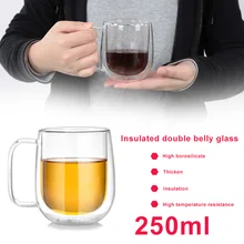 Двойное стекло высокой термостойкости семья идеальный термостойкие стеклянные очки для офиса прочный стеклянный стакан Прямая