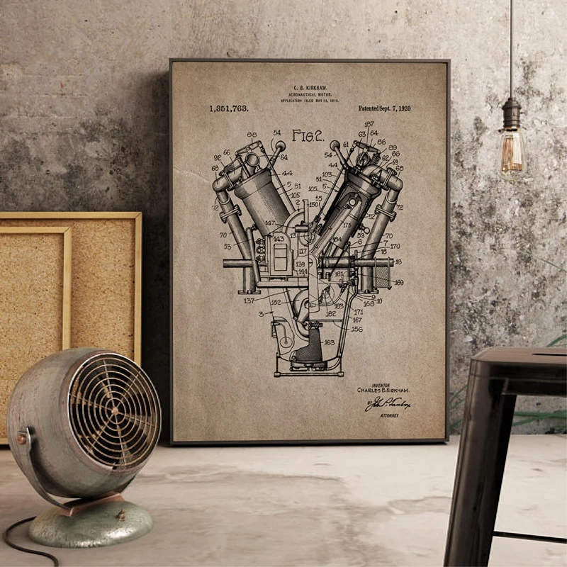 Aircraft Parts Patent Canvas Art Picture Home Decor