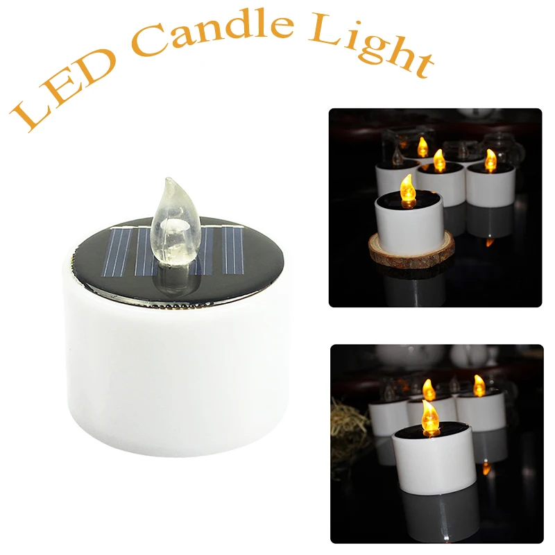 

2pcs LED Candle Light Solar Powered LED Candles Flameless waterproof Solar LED Tea Lights Lamp Wedding Party Romantic Light