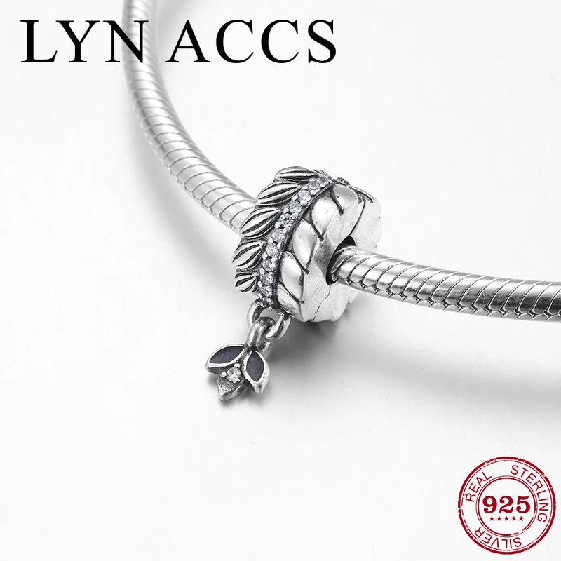 

Leaf pattern 925 Sterling Silver clear CZ Round Shape Fine Clips Lock Beads Fit Original Pandora Charm Bracelet Jewelry making
