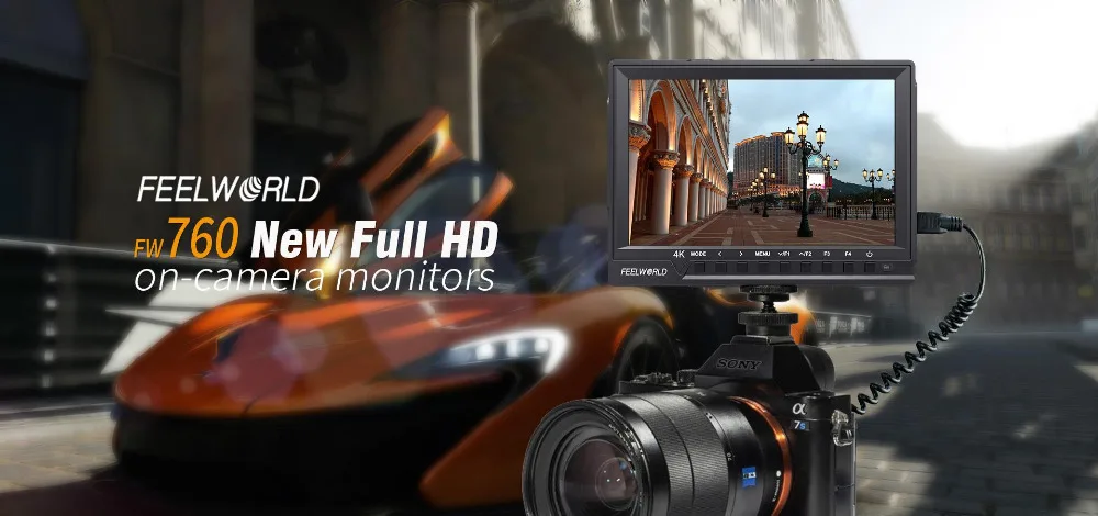 Feelworld FW760 7 дюймов ips 4 K камера HDMI монитор для DSLR видео Full HD 1920x1200 с встроенный звук Peaking Focus гистограмма