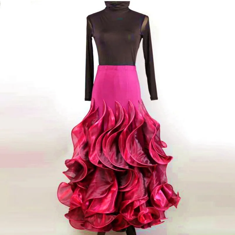 Испанского фламенко платья Румба Бальные платья женщин бальных танцев платья вальс социального платье топ и юбка танцевальные костюмы