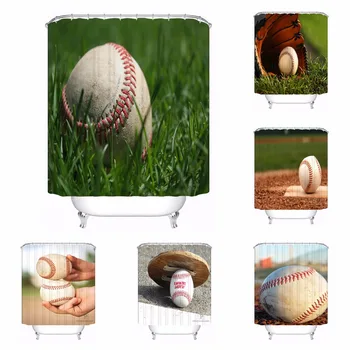 

Custom Baseball Bathroom Acceptable Shower Curtain Polyester Fabric Bathroom Curtain #180318-37-13