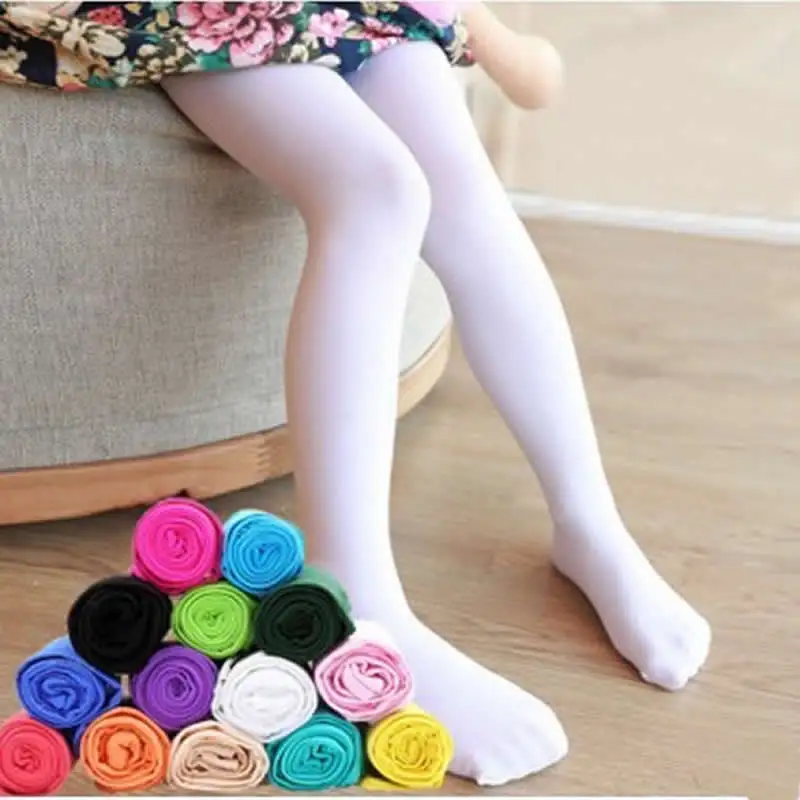 

Children's pure white trousers girls dance sox tights thin summer spring autumn period velvet render nylon silk pantyhose pants