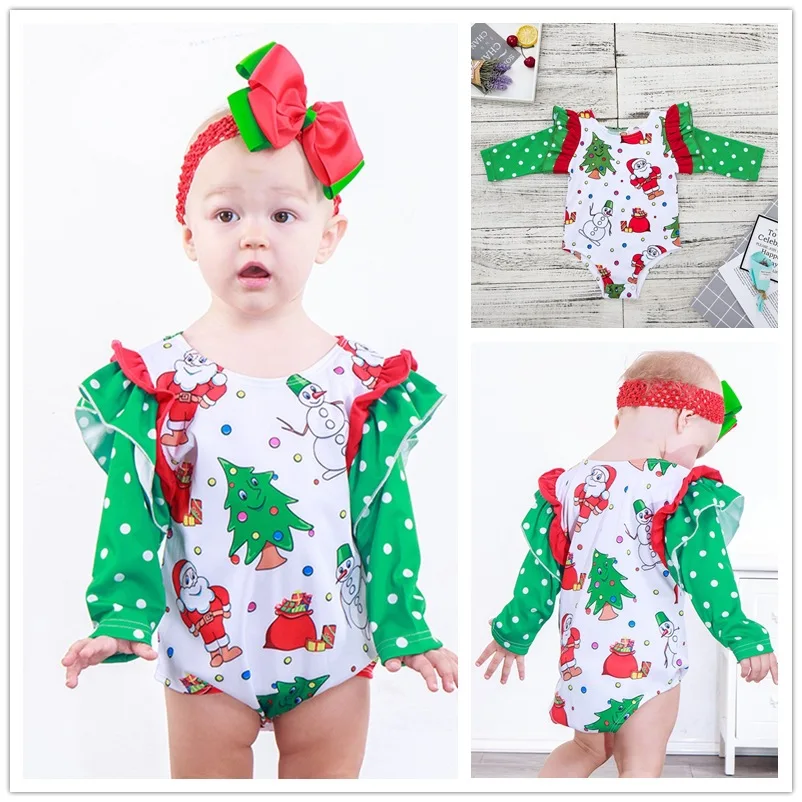 

Baby christmas costumes cotton baby rompers newborn infant baby girls clothes flying sleeves baby jumpsuit infant clothing