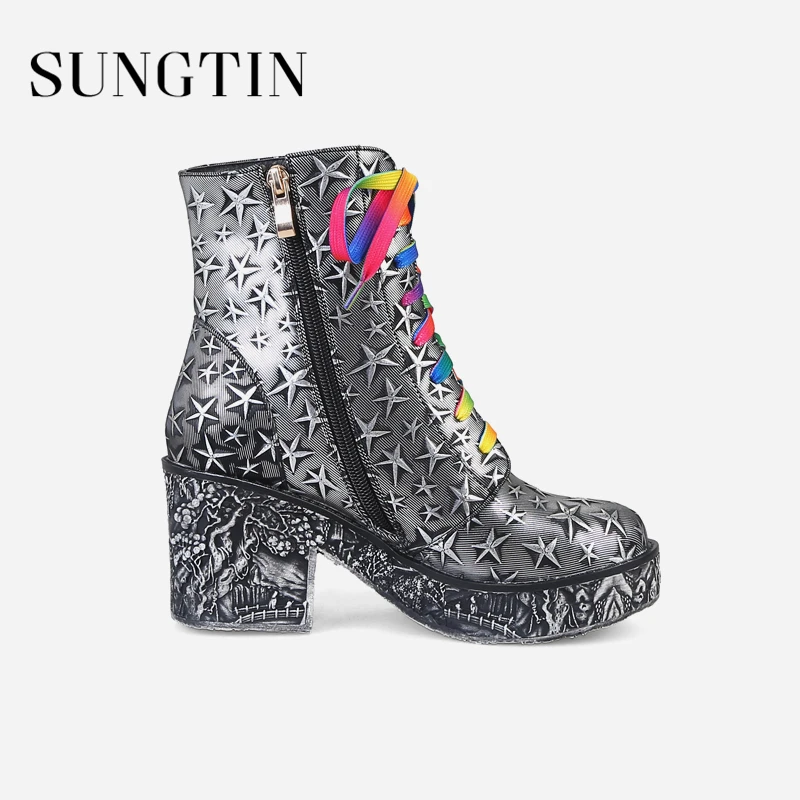 Schuhe Basic Neue Basic Pu Lace Plush Basic Golden golden Reiten Heel Damen Sungtin up Kurze Winter Plüsch Plattform Plush Große silver silver Größe multicolor Frauen Stiefel Stiefeletten High 4xc5qTp7wY