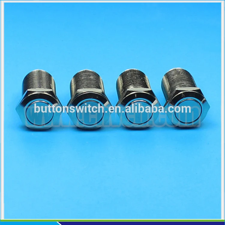 1227 Flat round front head Latching 12mm anti-vandal push button switch