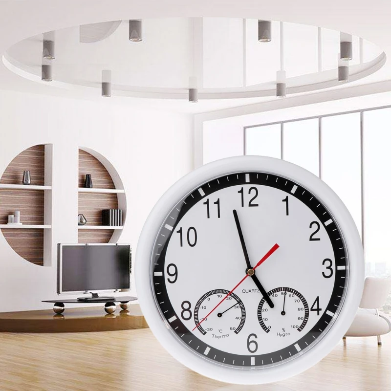 10" Silent Wall Clock Decorative Thermometer & Humidity Meter Non-ticking 10" Silent Wall Clock Decorative Thermometer & Humidity Meter Non-ticking