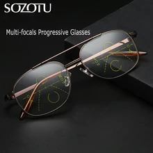 SOZOTU, Мультифокальные, прогрессивные очки для чтения, мужские, женские, очки, мужские очки для просмотра расстояния и ближнего+ 1,0+ 2,0+ 2,5+ 3,0 YQ629