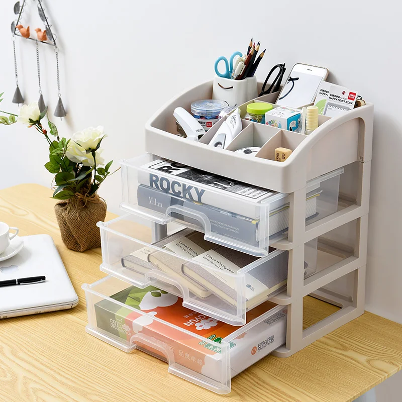 

Office desktop storage box plastic multi-layer small drawer file stationery storage cabinet storage box file holder