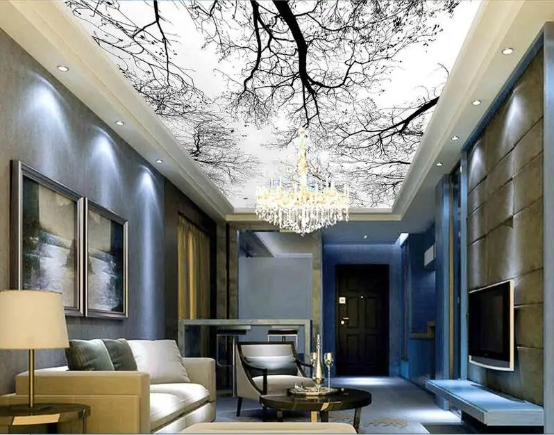 3d комнате обои на заказ росписи-тканый рисунок стикер 3 D в сдержанном стиле Зенит дерево потолок росписи фото обои для стен 3D