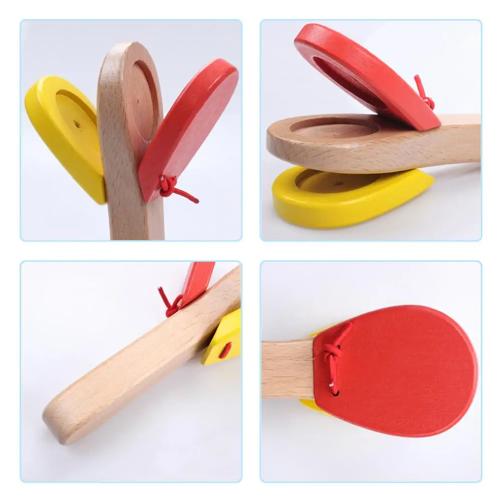 Wooden Castanet  Rhythm Musical Percussion Instrument Toy For Baby Kids Infants (2)