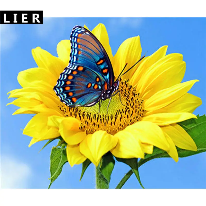 LIER новый 5D DIY алмазное Рисование Подсолнечник Бабочка узор Алмазная вышивка
