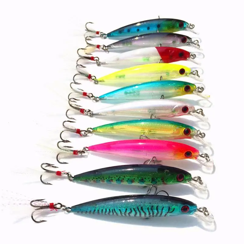 DSstyles 10 шт. рыболовные приманки Minnow набор 9 см 8 г искусственная жесткая приманка с