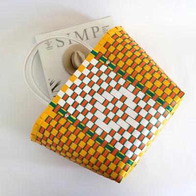 

2019 Women Woven Causal Shopping Travel Bag INS Weave Basket Bag Handmade Beach bag Rattan Handbags Kintted Shoulder Tote