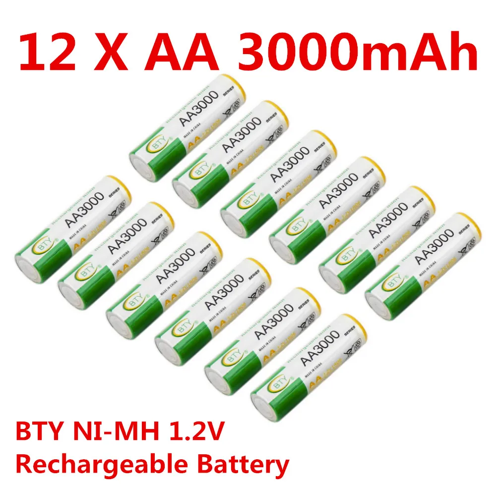 12 pcs AA LR06 3000mAh 1.2V NI-MH Rechargeable battery CELL RC BTY New