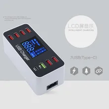 QC3.0 светодиодный дисплей USB быстрое зарядное устройство 7 портов USB настольное настенное зарядное устройство для samsung S9 Xiaomi зарядное устройство для мобильного телефона