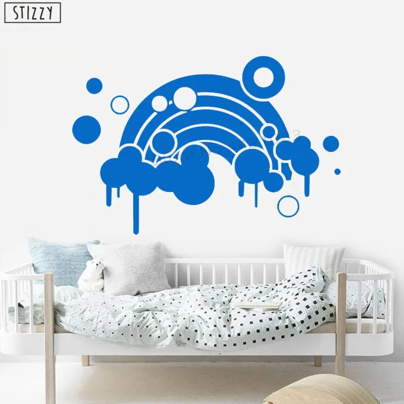 STIZZY Wall Decal Rainbow Circles Vinyl Wall Stickers For Kids Room