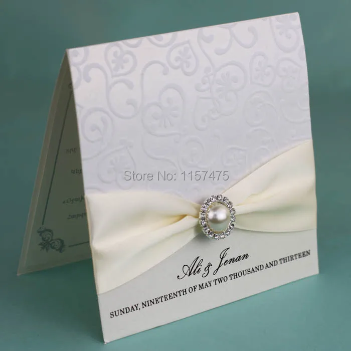Ribbon Brooch Wedding Invitation 2