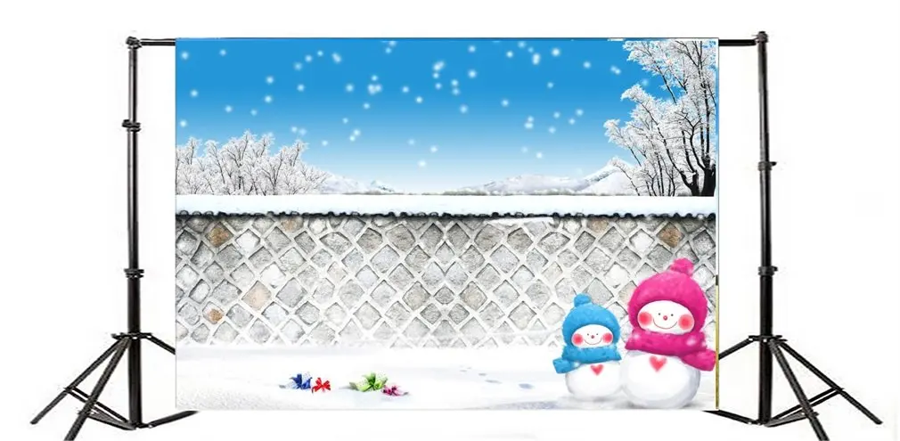 

Photography Backdrop Cartoon Snowman Snowing Christmas