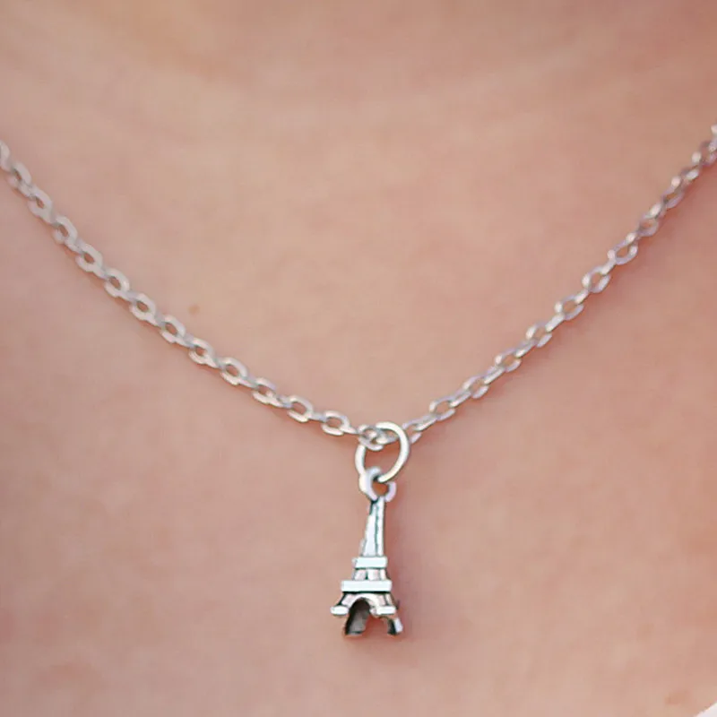 

N2051 Small Eiffel Tower Necklaces & Pendants Bijoux Antique Necklace Steampunk Fashion Collares Collies Bijoux For Men Women