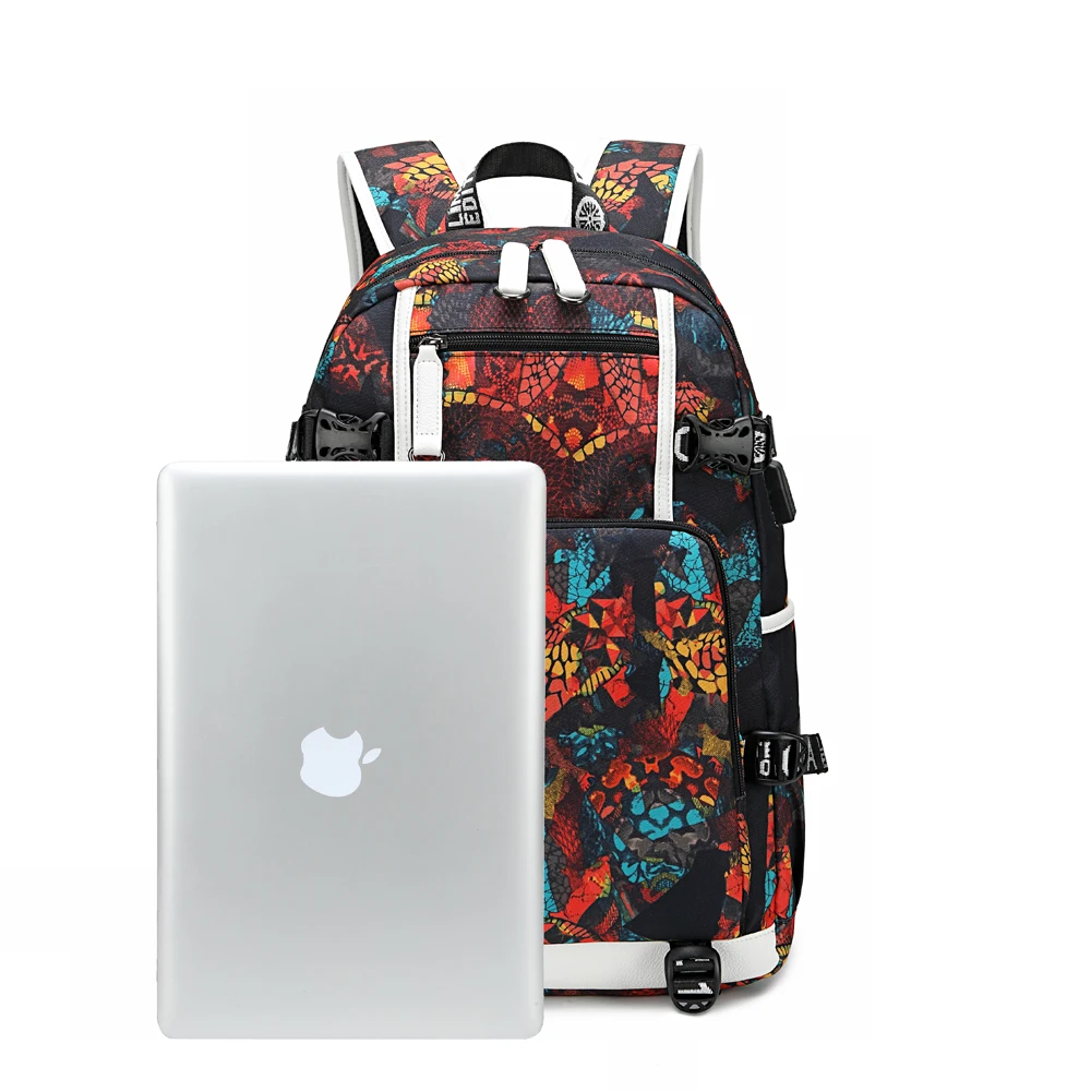 Уличный стиль JoJo Необычные Приключения Оксфорд школьные сумки usb зарядка ноутбук рюкзак Водонепроницаемый Путешествия Рюкзак холщовые сумки