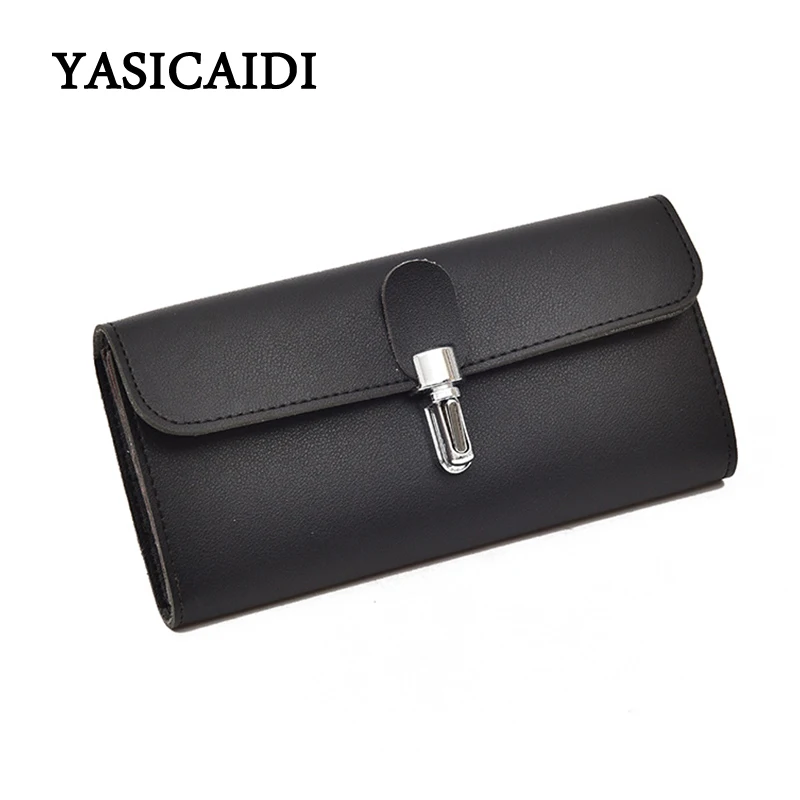 

Latest Women leather Long Wallet Female Coin Purse Change Clasp Purse Money Bag Vintage Card Holders Womens Wallets And Purses