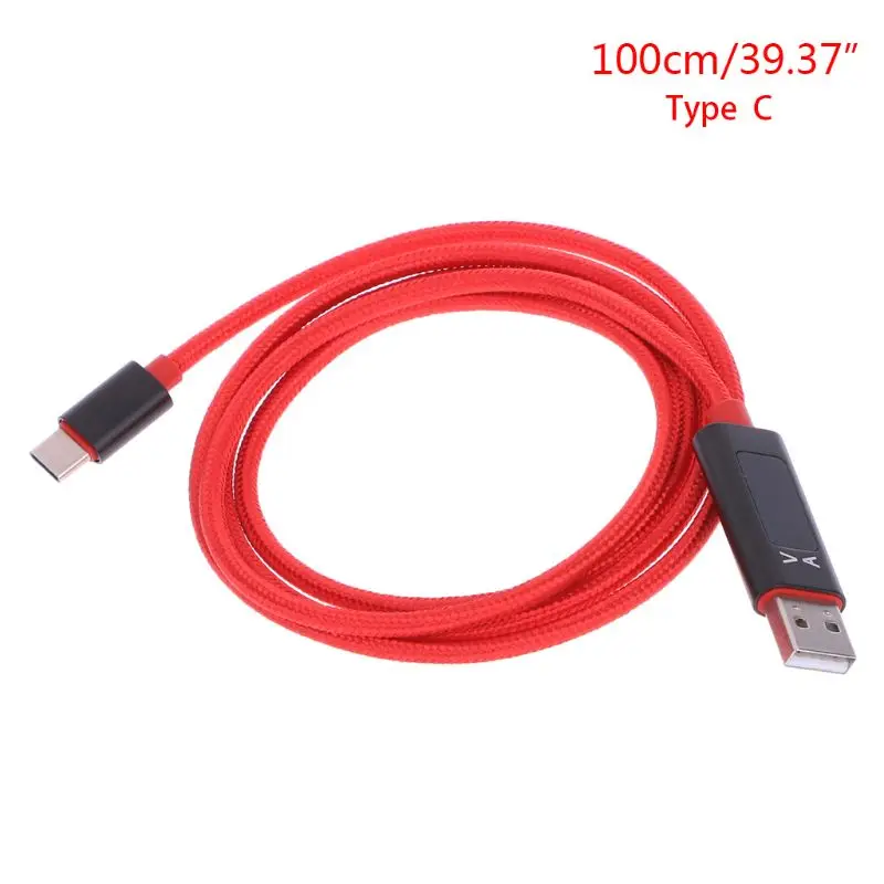 usb type C Быстрая зарядка синхронизации данных нейлоновый кабель с напряжением тока светодиодный дисплей