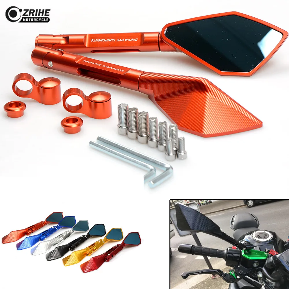 Motorcycle Rearview Mirrors CNC Aluminum Glass Rear View Side Mirror FOR KAWASAKI NINJA ZX10R RR KRT 2016 2017 KTM 390 690 SMC